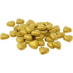 Melkesjokoladehjerte - Folie - Gull - 5 stk