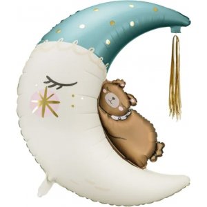 Folieballong - Teddybjrn p mnen - Bl