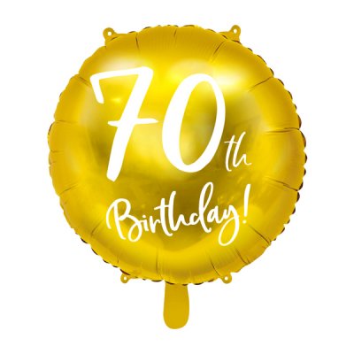 Rund folieballong - Guld - 70th Birthday