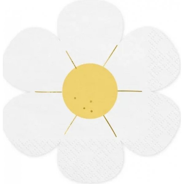 Servietter - Blomst - Hvit/Gul - 12-pakning Servietter - Blomst - Hvit/Gul - 12-pakning