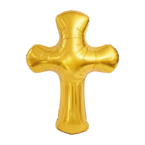 Folieballong - Kors - Gull - 85 x 120 cm Folieballong - Kors - Gull - 85 x 120 cm