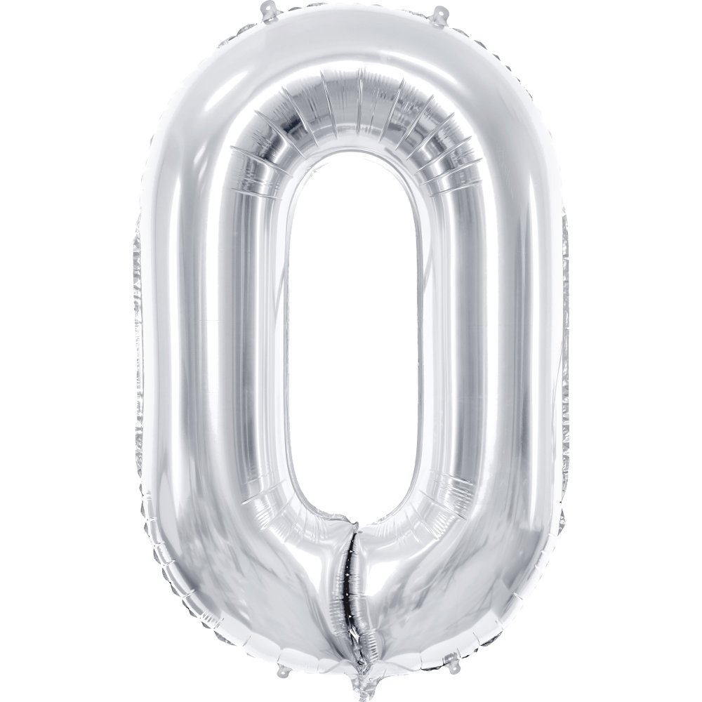 Tallballong - Sølv - 86 cm - Tall: 0 - Tallballonger, Ballonger