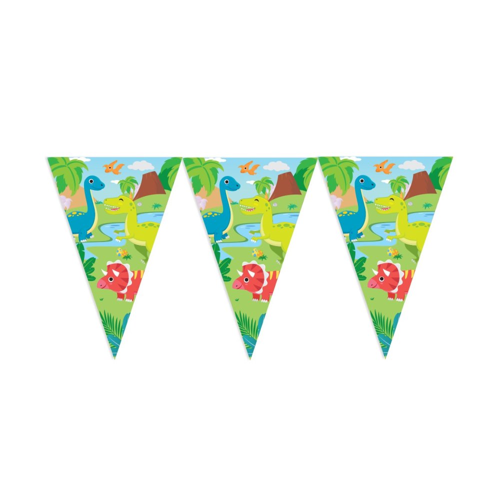 Flagggirlander – Dinosaurer – 20×30 cm flagg – 10 m