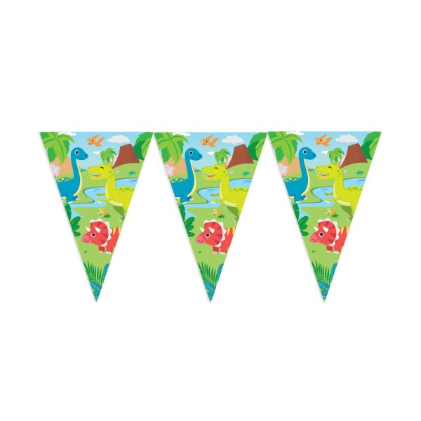 Flagggirlander - Dinosaurer - 20x30 cm flagg - 10 m Flagggirlander - Dinosaurer - 20x30 cm flagg - 10 m