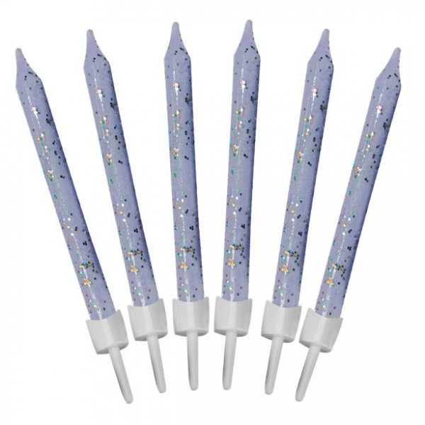 Kakelys - Lys lilla/glitter - 12-pakning Kakelys - Lys lilla/glitter - 12-pakning