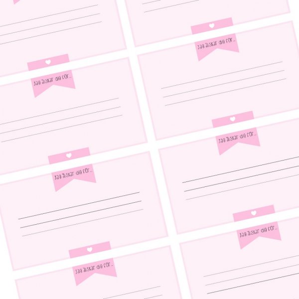 Utfyllingskort - Jeg elsker deg - Rosa - 20 stk