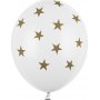 Ballonger - Hvite med gullstjerner - 6 stk Ballonger - Hvite med gullstjerner - 6 stk