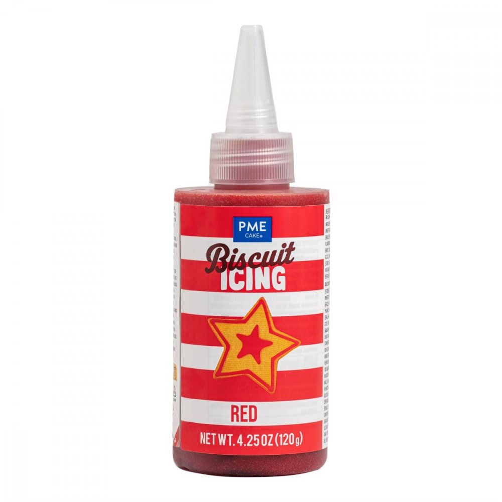 Ferdiglaget glasur/Buscuit-glasur – Rød – PME – 120 g