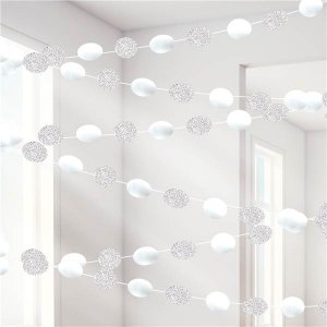 Sirkelgirlandere - Hvit/Glitter - 6 stk