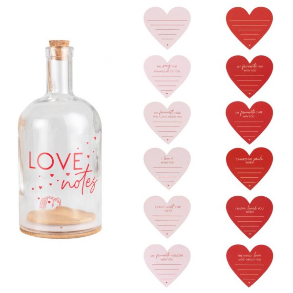 Glassflaske - Kjærlighetsnotater Glassflaske - Kjærlighetsnotater