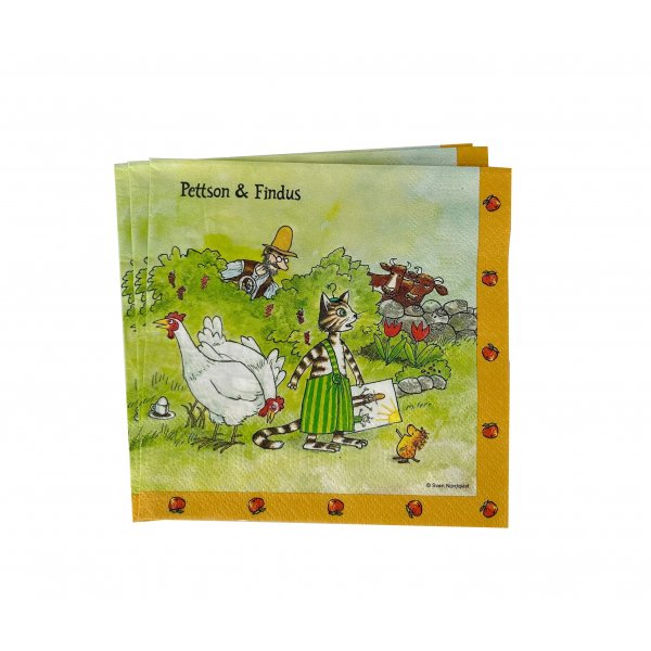Servietter - Pettson & Findus - Kyllinger - 10-pakning Servietter - Pettson & Findus - Kyllinger - 10-pakning