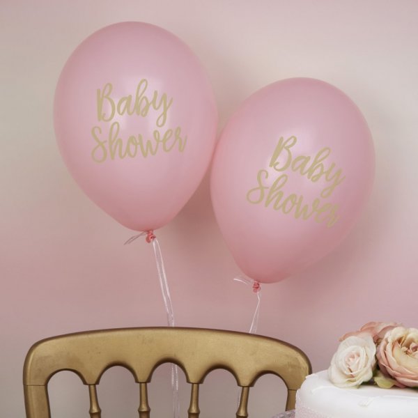 Ballonger - Babyshower - Rosa/Gull - 8-pakning