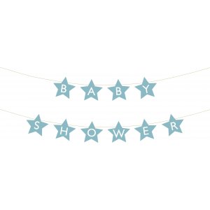 Girlander - Stjerner - Babyshower - Lysebl