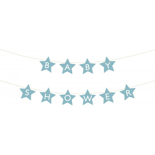 Girlander - Stjerner - Babyshower - Lysebl
