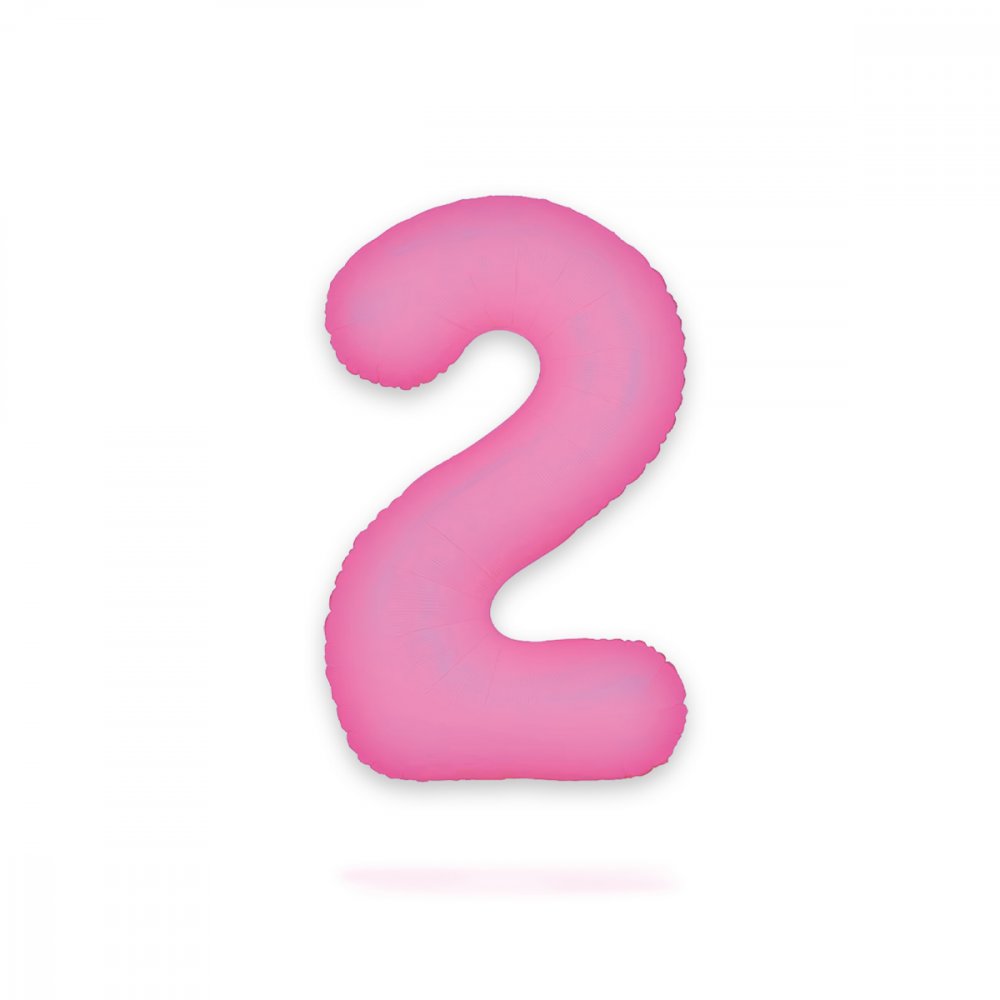 Ballongnummer - Neonrosa - 86 cm - Nummer: 2 - Tallballonger, Ballonger