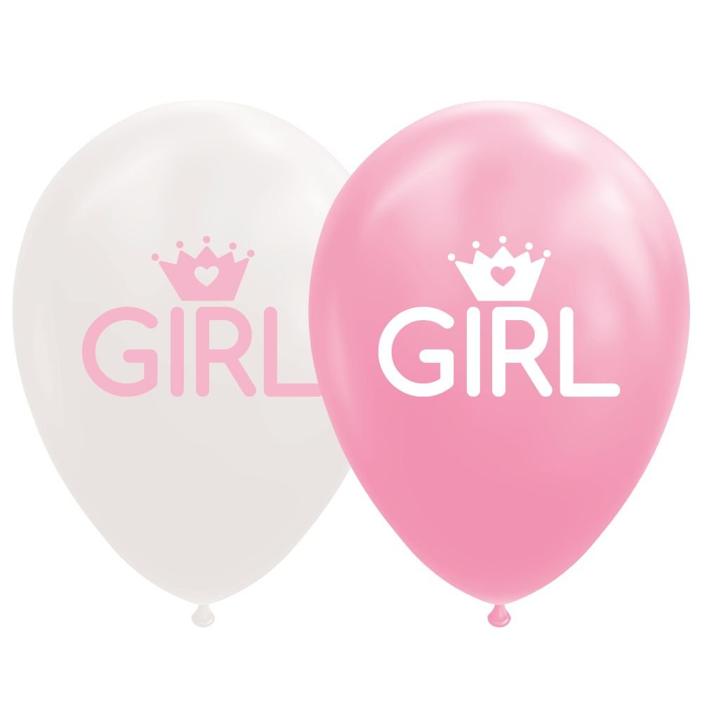 Ballonger – Datter – Babyrosa/Hvit – 30 cm – 8-pakning – Ballonger med trykk, Ballonger