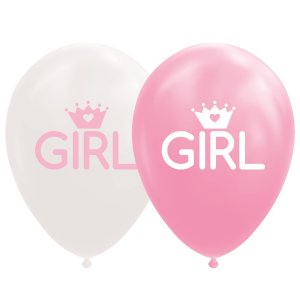 Ballonger - Datter - Babyrosa/Hvit - 30 cm - 8-pakning