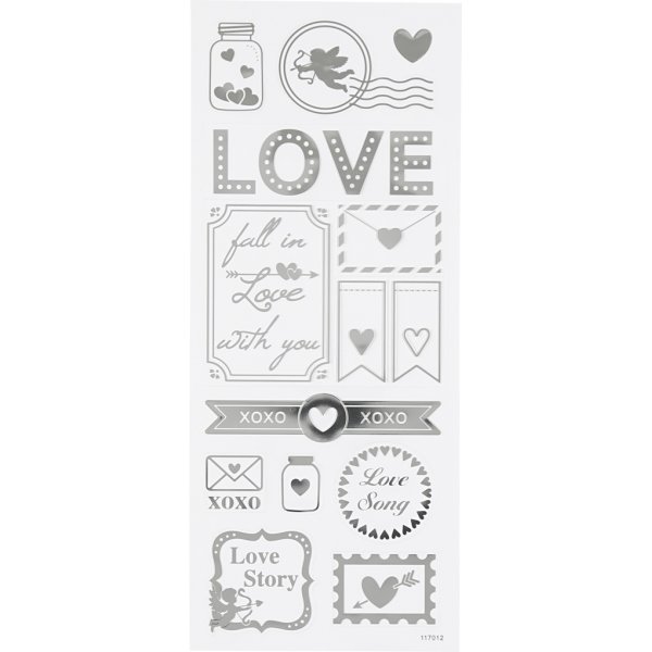 Klistremerker - sølv - kjærlighet - 10x24 cm Klistremerker - sølv - kjærlighet - 10x24 cm