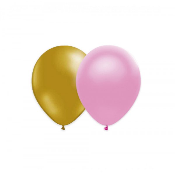 Ballonger - Metalliske - Gull/Lys rosa - 10-pakning