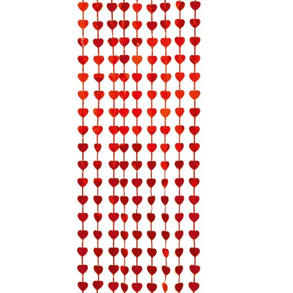 Gardiner - Hjerter - Rød - 100x200 cm Gardiner - Hjerter - Rød - 100x200 cm
