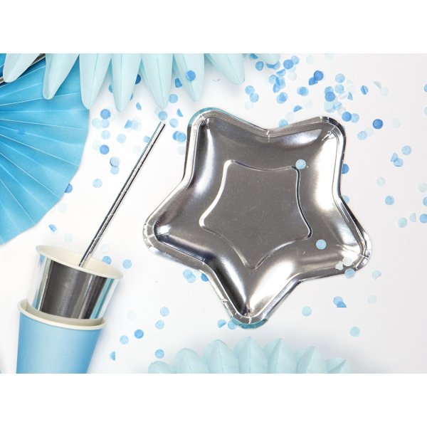 Små tallerkener - Stjerne - Sølv - 6-pakning Små tallerkener - Stjerne - Sølv - 6-pakning