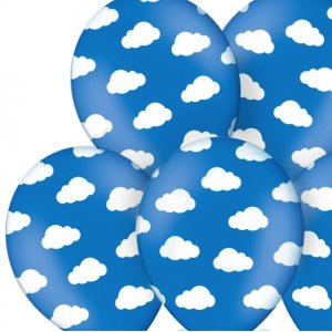 Ballonger - Bl med skyer - 6-pakning