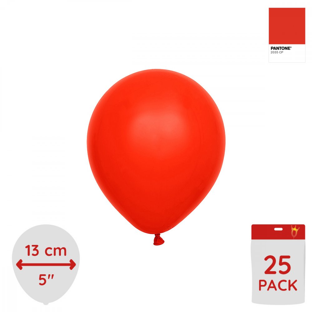 Miniballonger ensfargede - Premium 13 cm - Rød - 25-pakning - Miniballonger, Ballonger