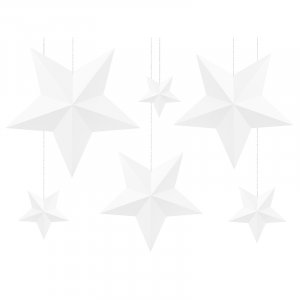 Hengende stjerner - 6-pakning - Hvit