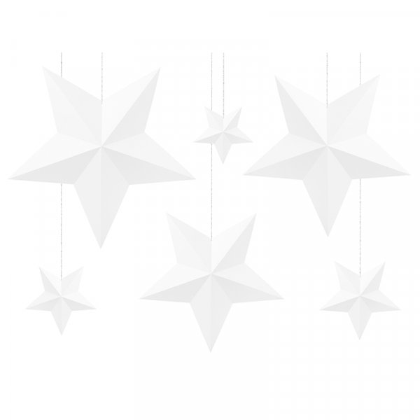 Hengende stjerner - 6-pakning - Hvit