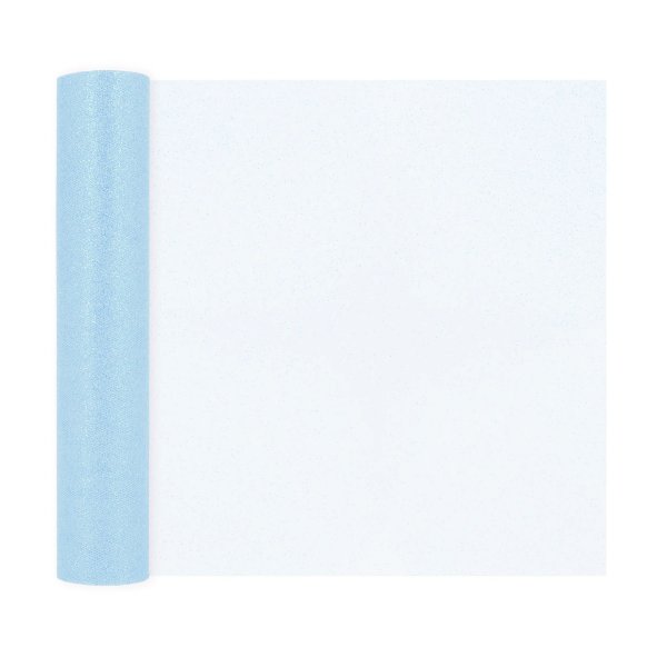 Tyll - Lysebl - Glitter - 30 cm bred, 9 m lang