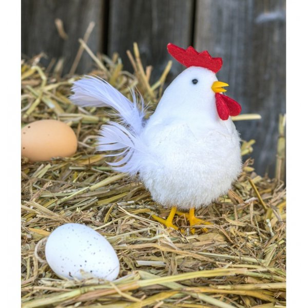 Dekorativt egg med anheng - Hvit/Brun - 6-pakning Dekorativt egg med anheng - Hvit/Brun - 6-pakning