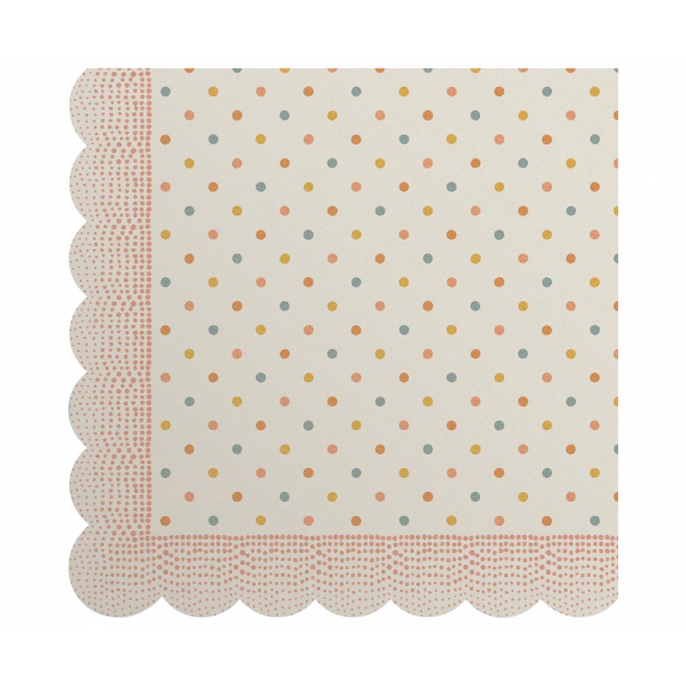 Små servietter - Multi Dots - Rosa - 20-pakning - Servietter til dåp, Dåpsborddekking