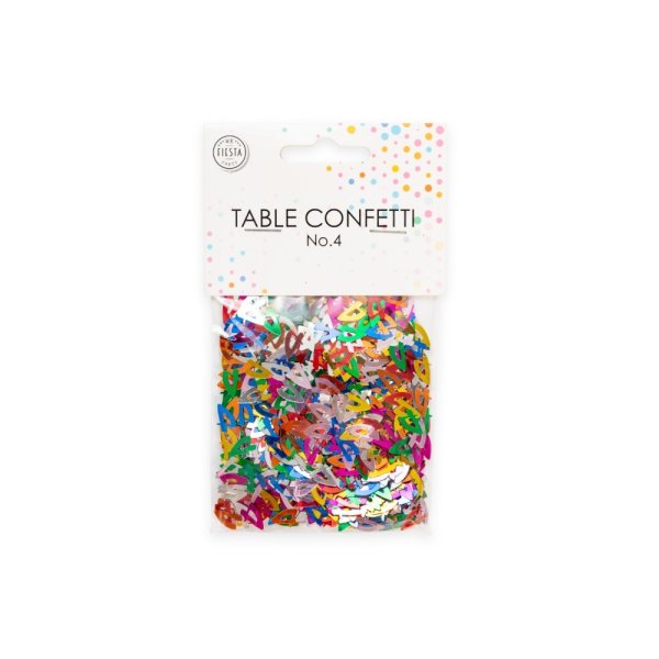 Bordkonfetti - Nummer 4 - Metallisk fargemiks - 14 g Bordkonfetti - Nummer 4 - Metallisk fargemiks - 14 g