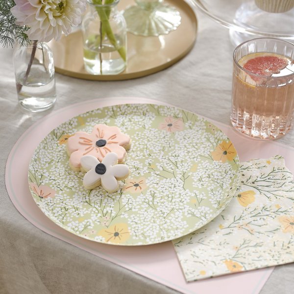 Papptallerkener - Ditsy Floral - 8-pakning