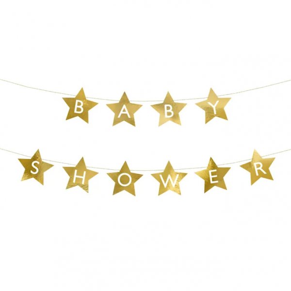 Girlander - Stjerner - Babyshower - Gull Girlander - Stjerner - Babyshower - Gull