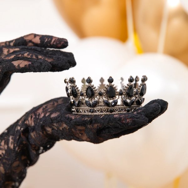 Kaketopper - Krone - Svart - 10 cm