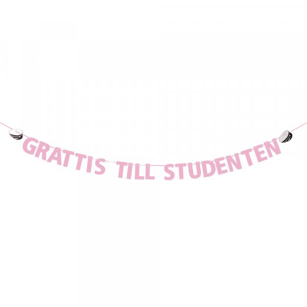 Garland - Gratulerer til uteksaminerte - Rosa/Studentluer