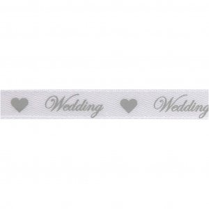Satinbnd - Bryllup - Hvit