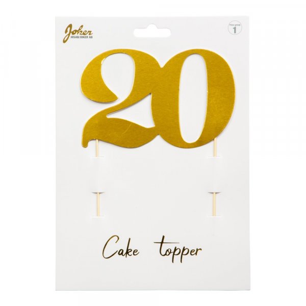 Cake topper - 20 - Guldmetallic