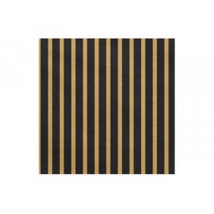 Servietter - Striper - Svart/Gull - 33x33 cm Servietter - Striper - Svart/Gull - 33x33 cm