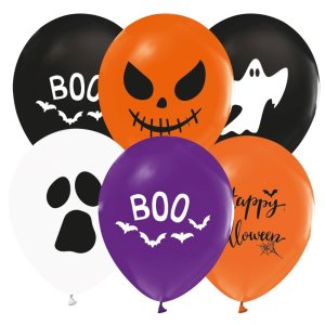 Ballonger - Halloween - Hvit/Svart/Oransje/Lilla - 30 cm - 8-pakning