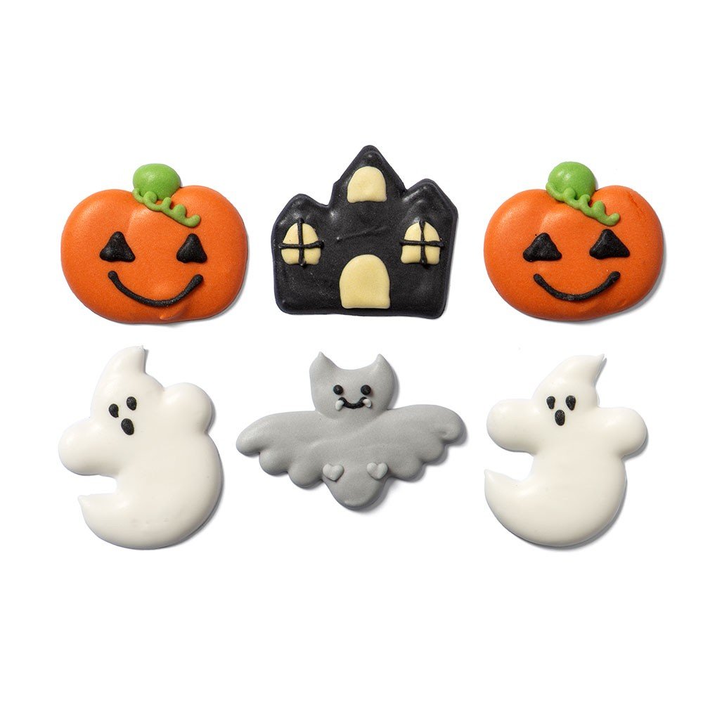Sukkerdekorasjoner – Spøkelser, gresskar, flaggermus, hjemsøkte hus – Halloween – 6 stk – Halloween-baking, Halloween