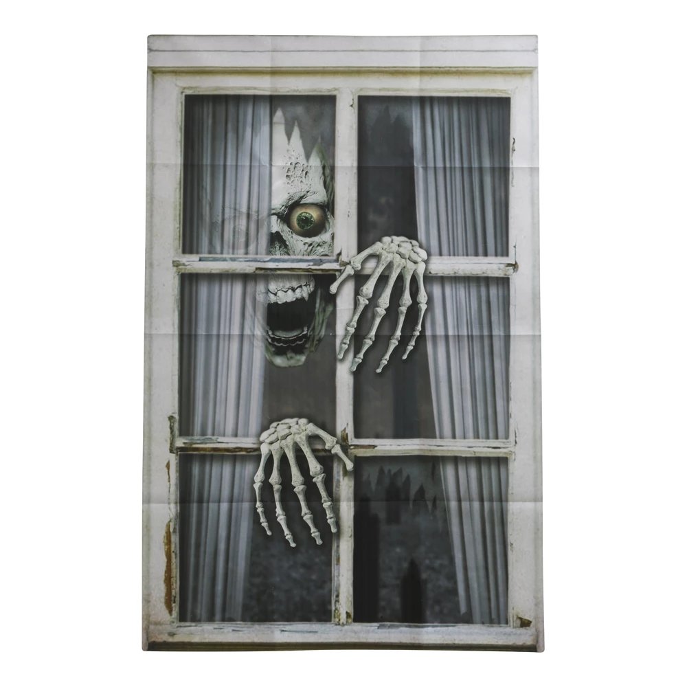 Vindusdekorasjon – Halloween – Hodeskalle og hender – 120x80cm – Halloween