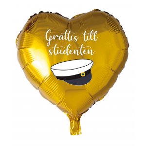Hjerteballong - Gratulerer til uteksaminerte - Gull Hjerteballong - Gratulerer til uteksaminerte - Gull