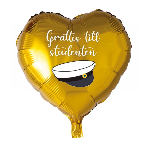 Hjerteballong - Gratulerer til uteksaminerte - Gull