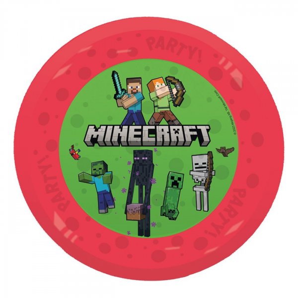 Gjenbrukbare plasttallerkener - Minecraft - 21 cm - 4-pakning Gjenbrukbare plasttallerkener - Minecraft - 21 cm - 4-pakning
