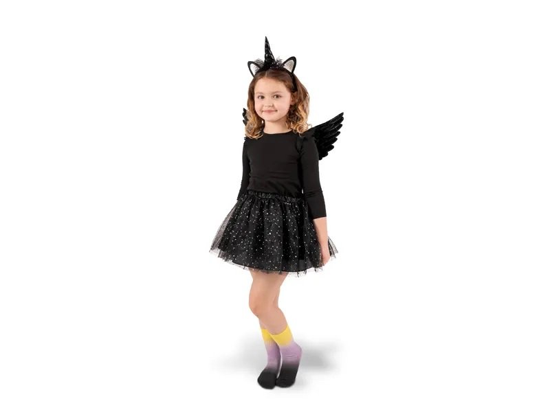 Enhjørning – Svart – Kostyme – 116-128 cm (5-8 år) – Halloween-kostyme, Halloween