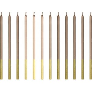 Bursdagslys - Rosgull - 14 cm - 12-pakning