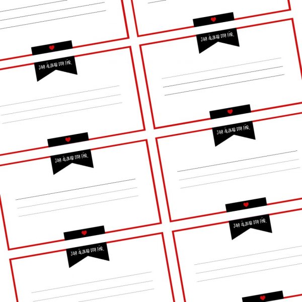 Utfyllingskort - Jeg elsker deg - Rd - 20 stk