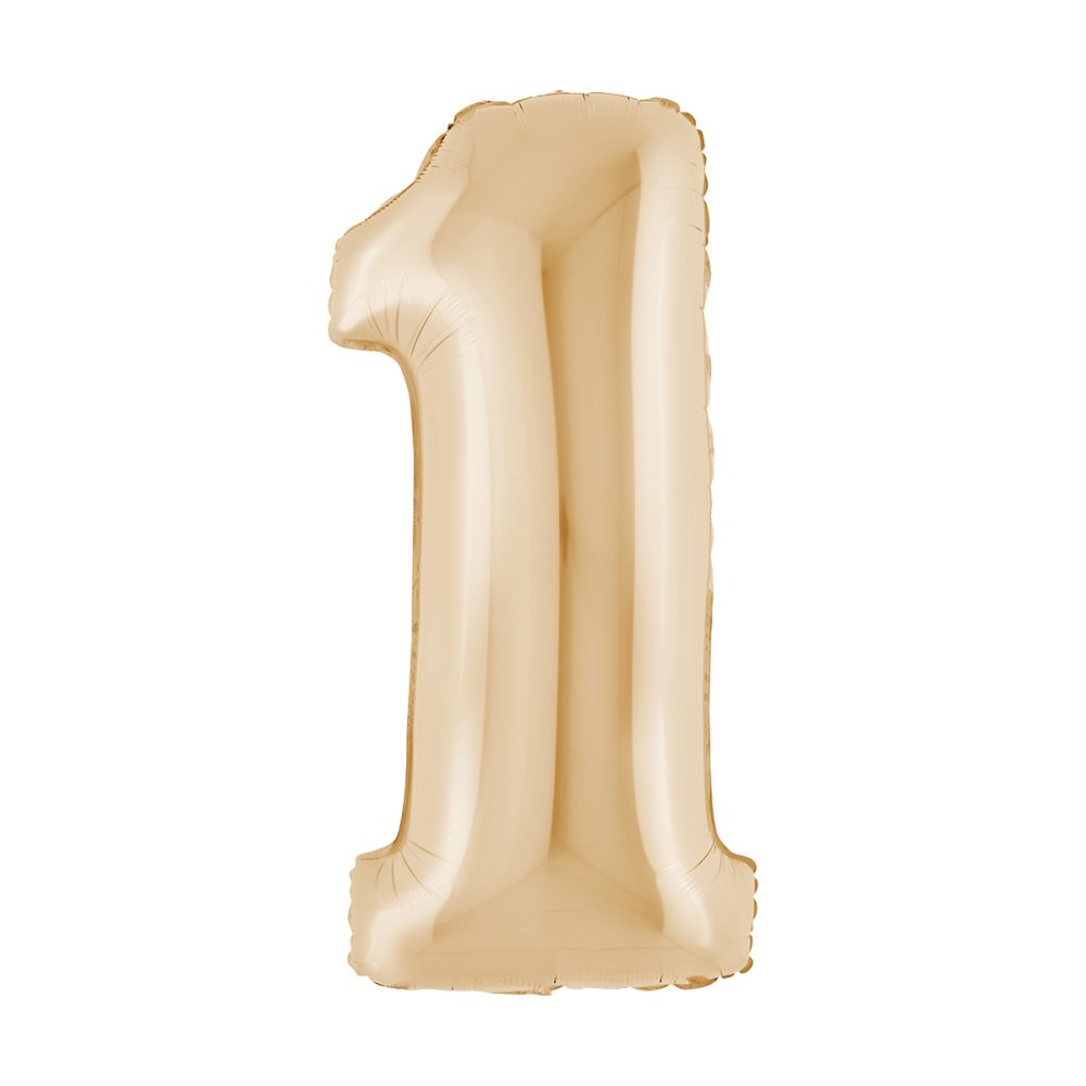 Ballongnummer - Hvitt gull - 100 cm - Nummer: 1 - Tallballonger, Ballonger